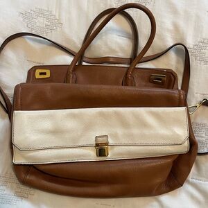 Miu Miu Tan and Cream Leather Shoulder Bag Purse